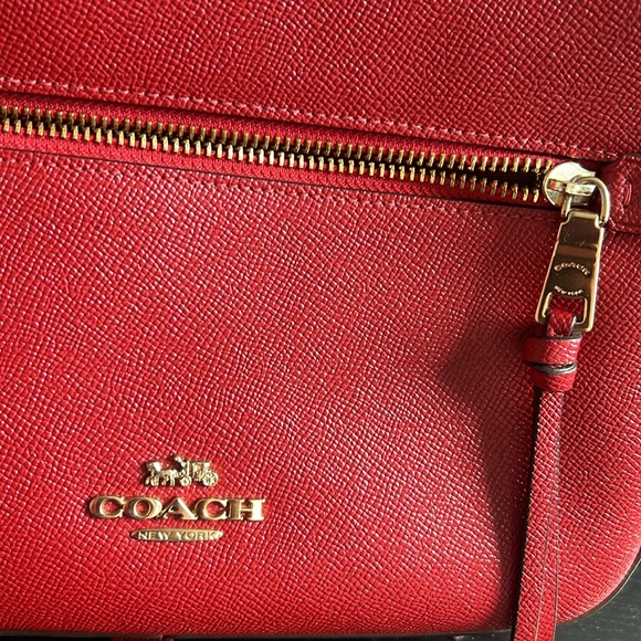 COACH Jordyn Backpack With Signature Canvas Detail Red Brown - Picture 11 of 17